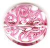 1 30x8mm Crystal with Pink Squiggle Lampwork Disk